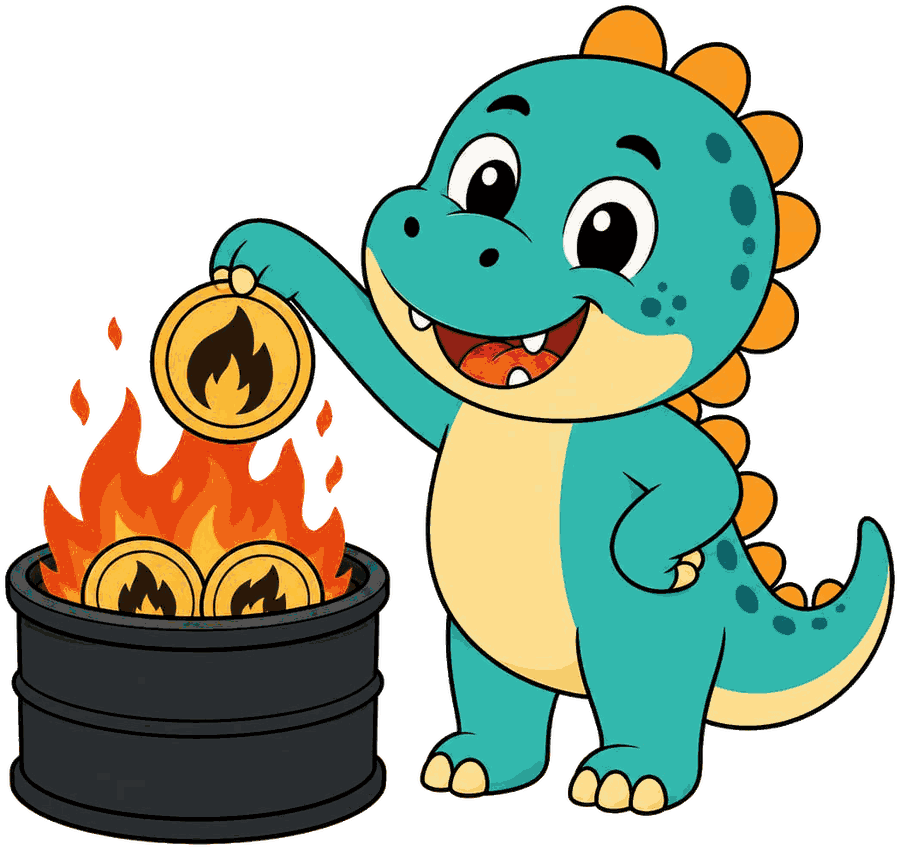Baby Rexie dropping coins into a burn barrel